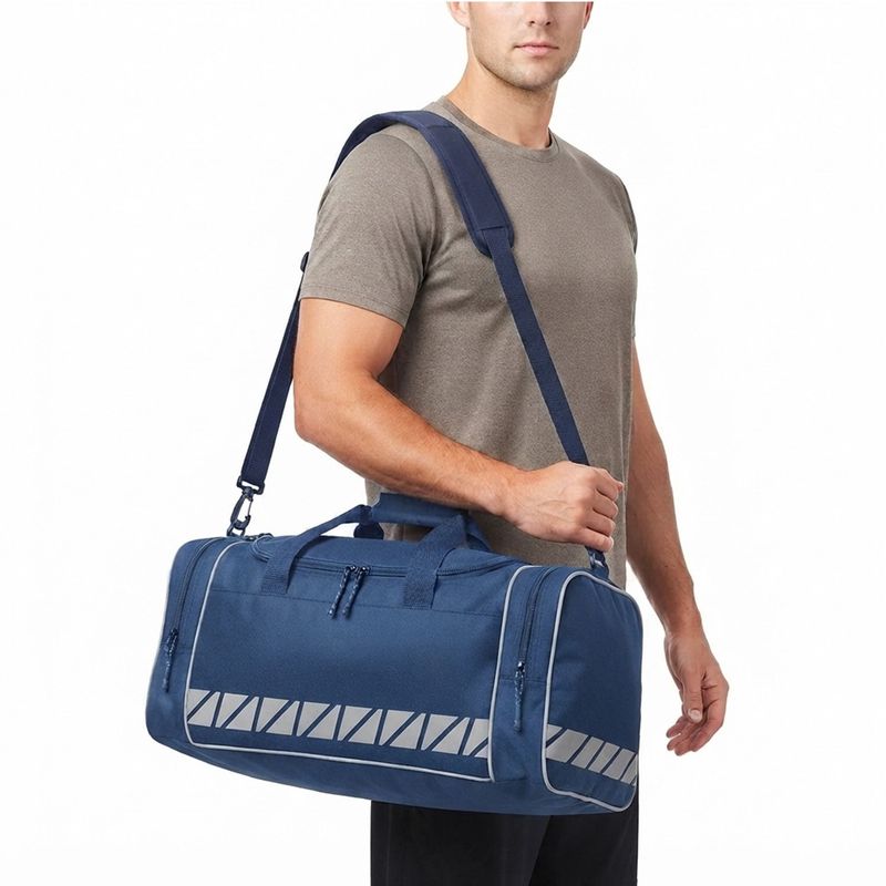 Navy Workwear Holdall 47L Reflective Hi Vis Stripe with Shoulder Strap