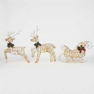 LED Rose Gold Reindeer & Sleigh Outdoor Christmas Decoration LED Rose Gold Reindeer & Sleigh Outdoor Christmas Decoration