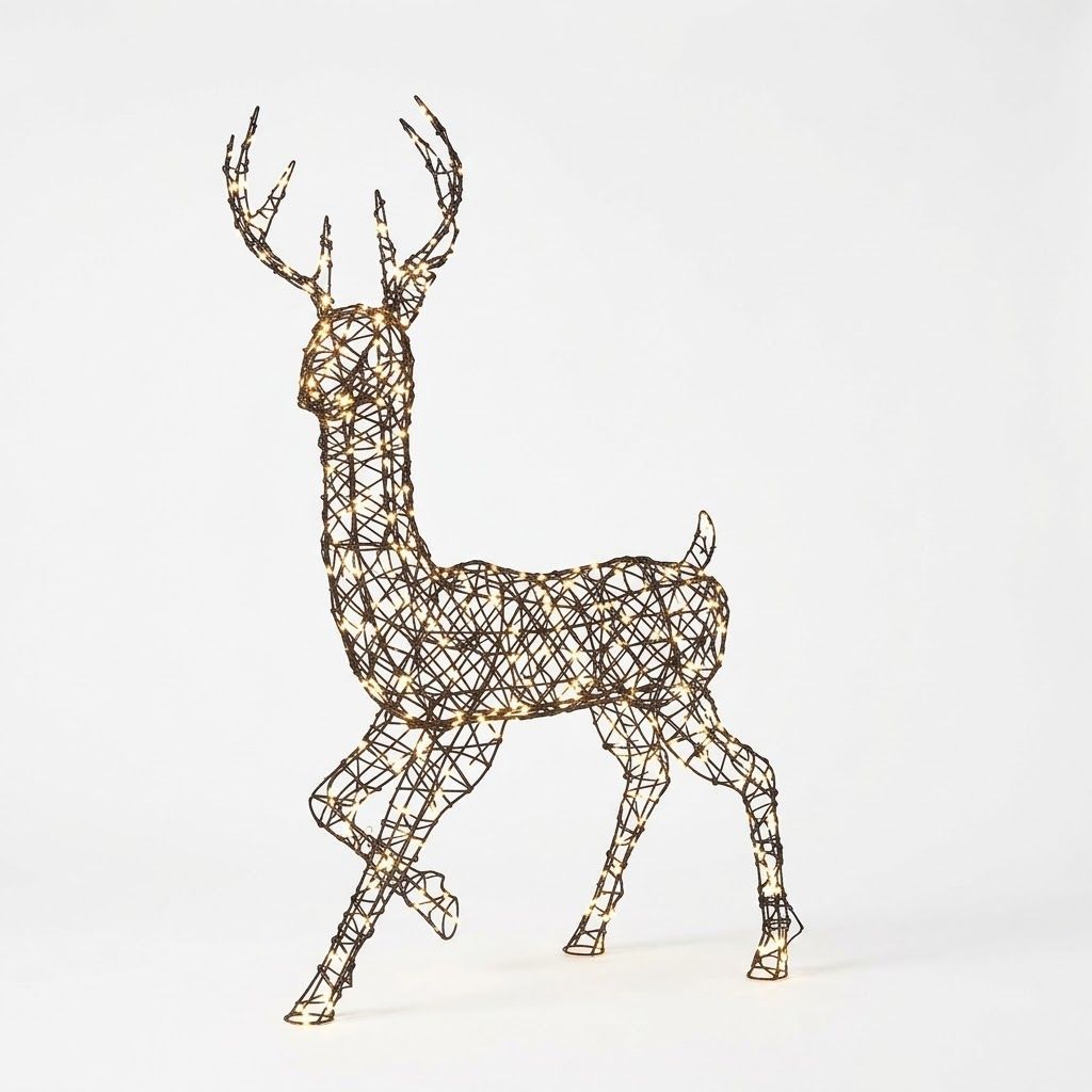 145cm LED Rattan Christmas Reindeer Outdoor Decoration