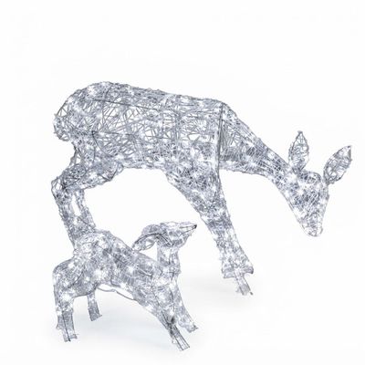 LED Acrylic Mother & Baby Reindeer Christmas Decoration