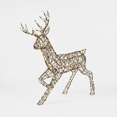 111cm Gold Rattan LED Christmas Reindeer Outdoor Decoration