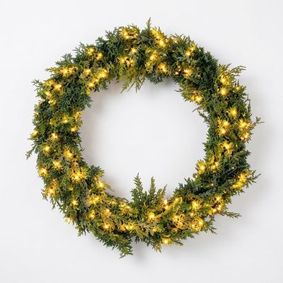 80cm Pre Lit Christmas Wreath with Warm White LEDs 80cm Pre Lit Christmas Wreath with Warm White LEDs