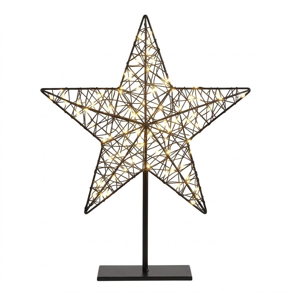 44cm Black Metal Christmas Star Light with Warm White LEDs 44cm Black Metal Christmas Star Light with Warm White LEDs