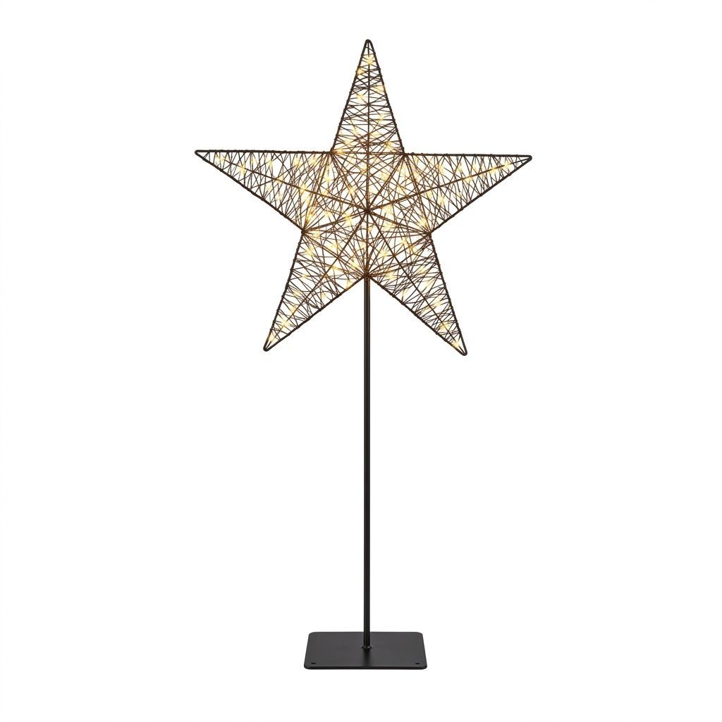 66cm Black Metal Christmas Star Light with Warm White LEDs 66cm Black Metal Christmas Star Light with Warm White LEDs