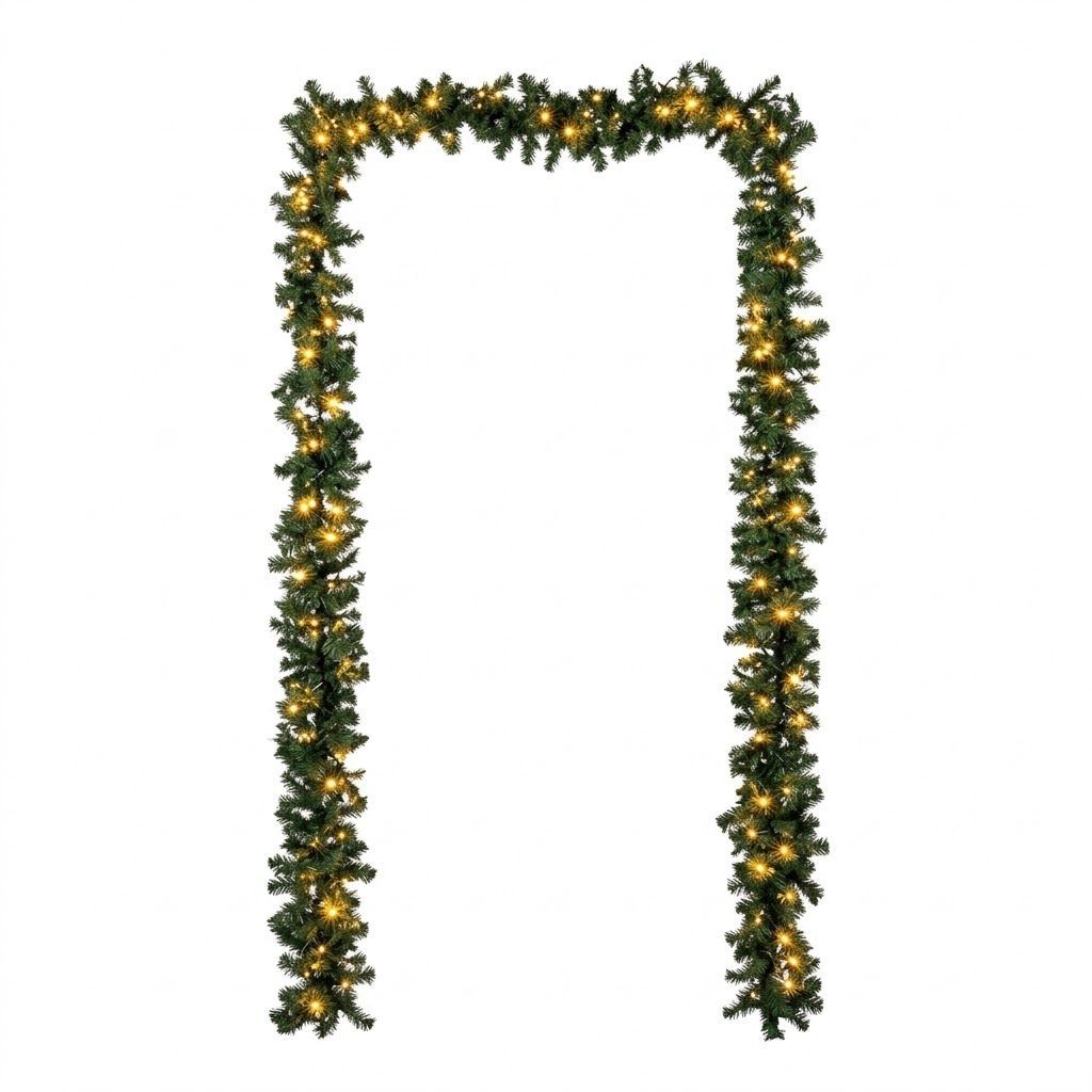 5m Pre Lit Christmas Garland with Warm White Lights 5m Pre Lit Christmas Garland with Warm White Lights