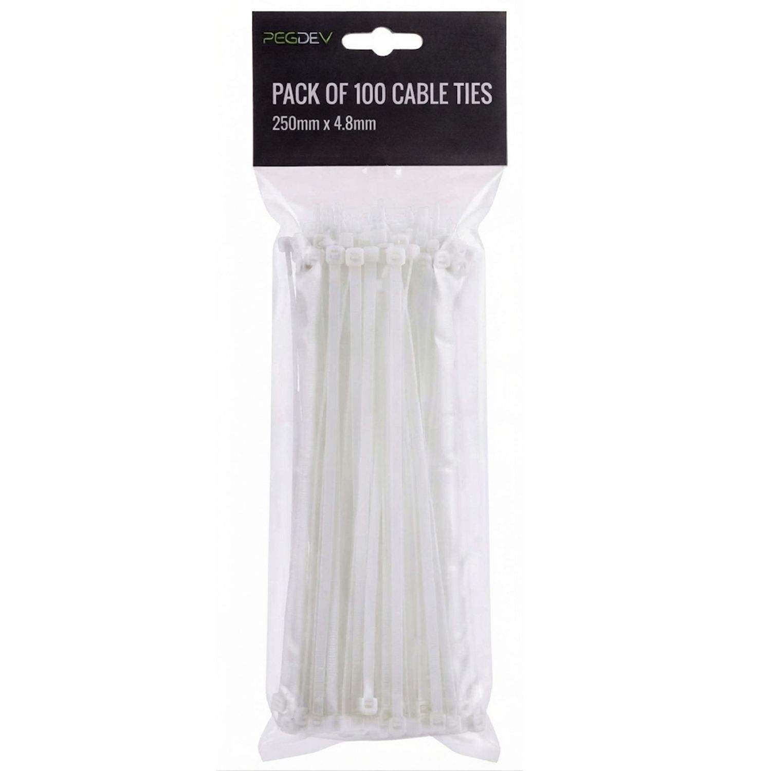 White Cable Ties 250 x 4.8mm Zip Ties for Cable Management DIY Pack of 100 White Cable Ties 250 x 4.8mm Zip Ties for Cable Management DIY Pack of 100