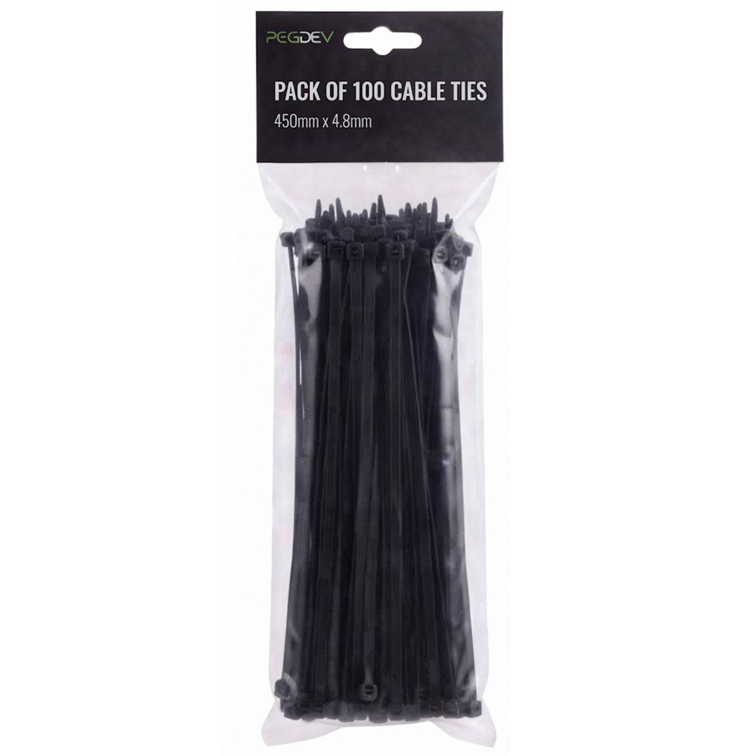 Black Cable Ties 450 x 4.8mm Zip Ties for Cable Management DIY Pack of 100