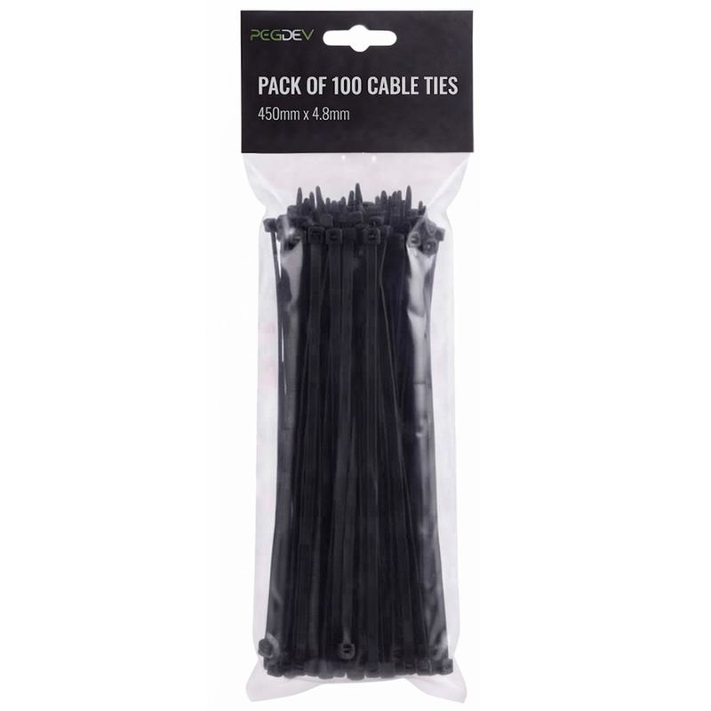 Black Cable Ties 450 x 4.8mm Zip Ties for Cable Management DIY Pack of 100