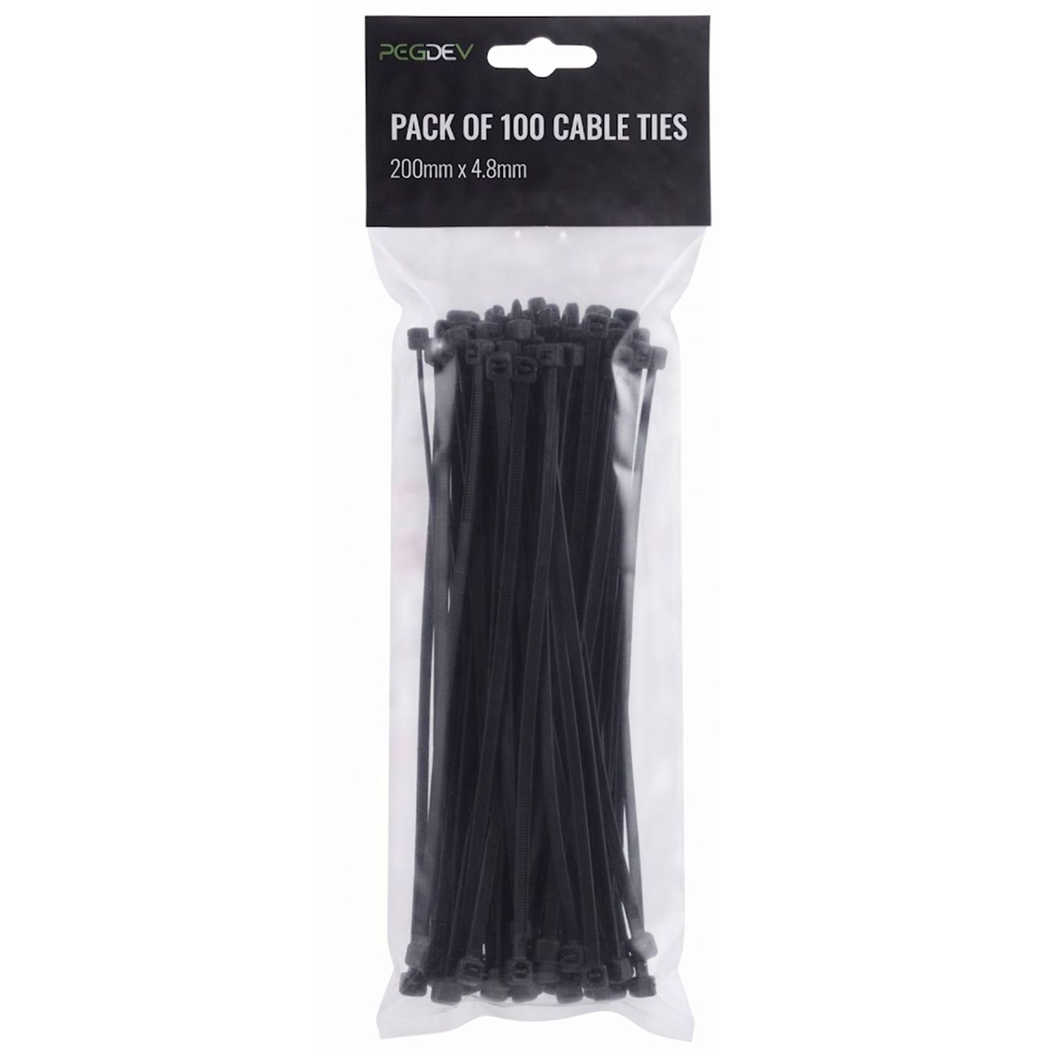 Black Cable Ties 200 x 4.8mm Zip Ties for Cable Management DIY Pack of 100 Black Cable Ties 200 x 4.8mm Zip Ties for Cable Management DIY Pack of 100
