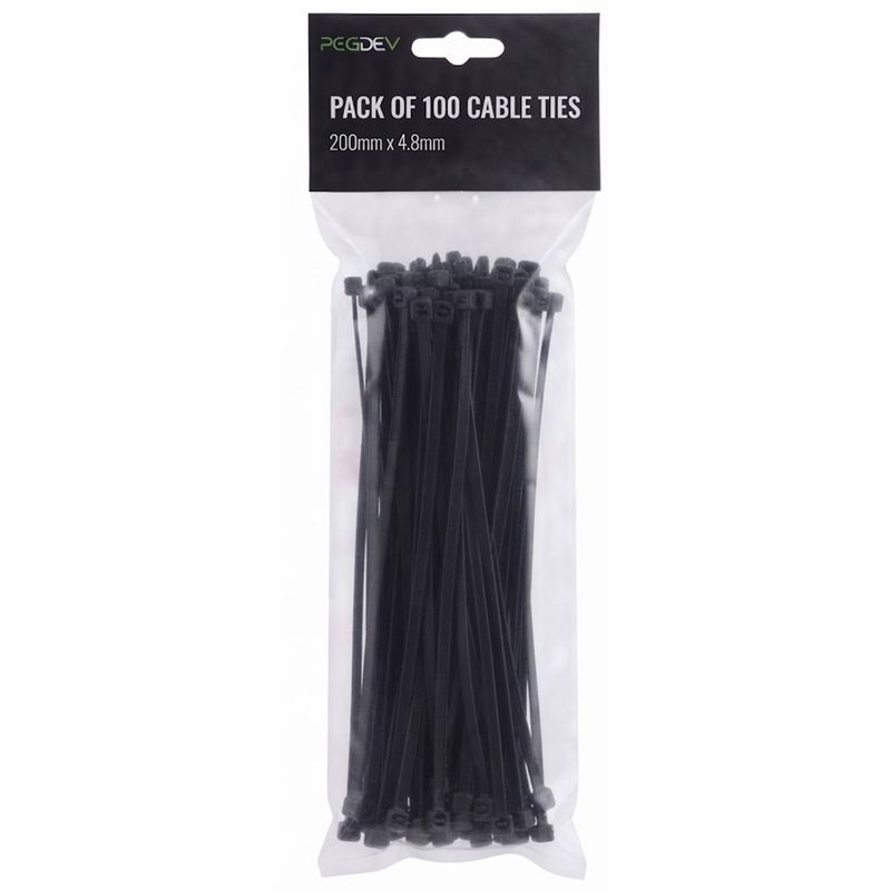 Black Cable Ties 200 x 4.8mm Zip Ties for Cable Management DIY Pack of 100
