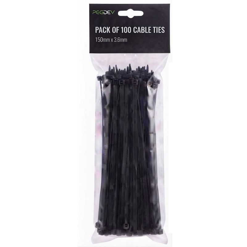 Black Cable Ties 150 x 3.6mm Zip Ties for Cable Management DIY Pack of 100