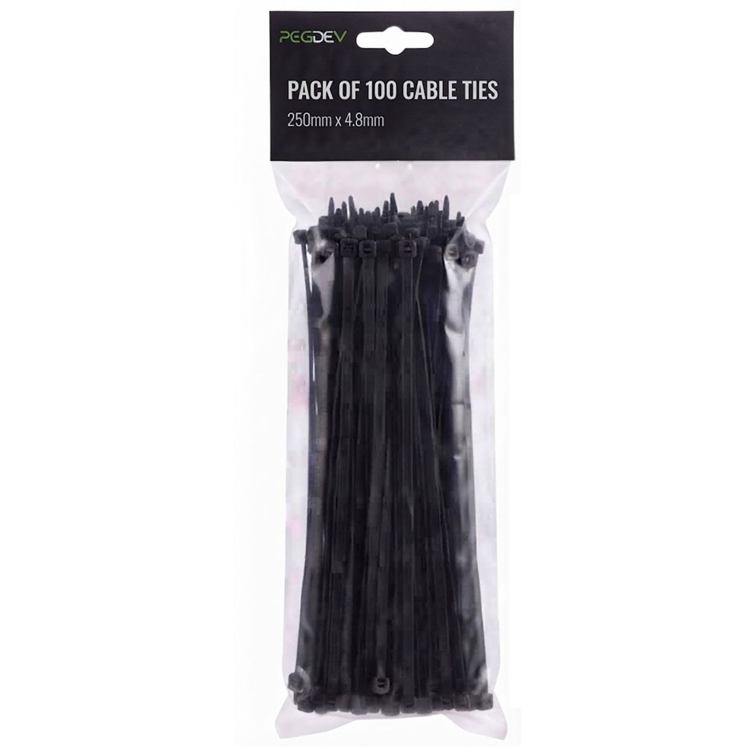 Black Cable Ties 250 x 4.8mm Zip Ties for Cable Management DIY Pack of 100 Black Cable Ties 250 x 4.8mm Zip Ties for Cable Management DIY Pack of 100