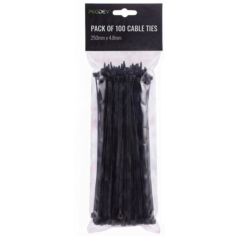 Black Cable Ties 250 x 4.8mm Zip Ties for Cable Management DIY Pack of 100