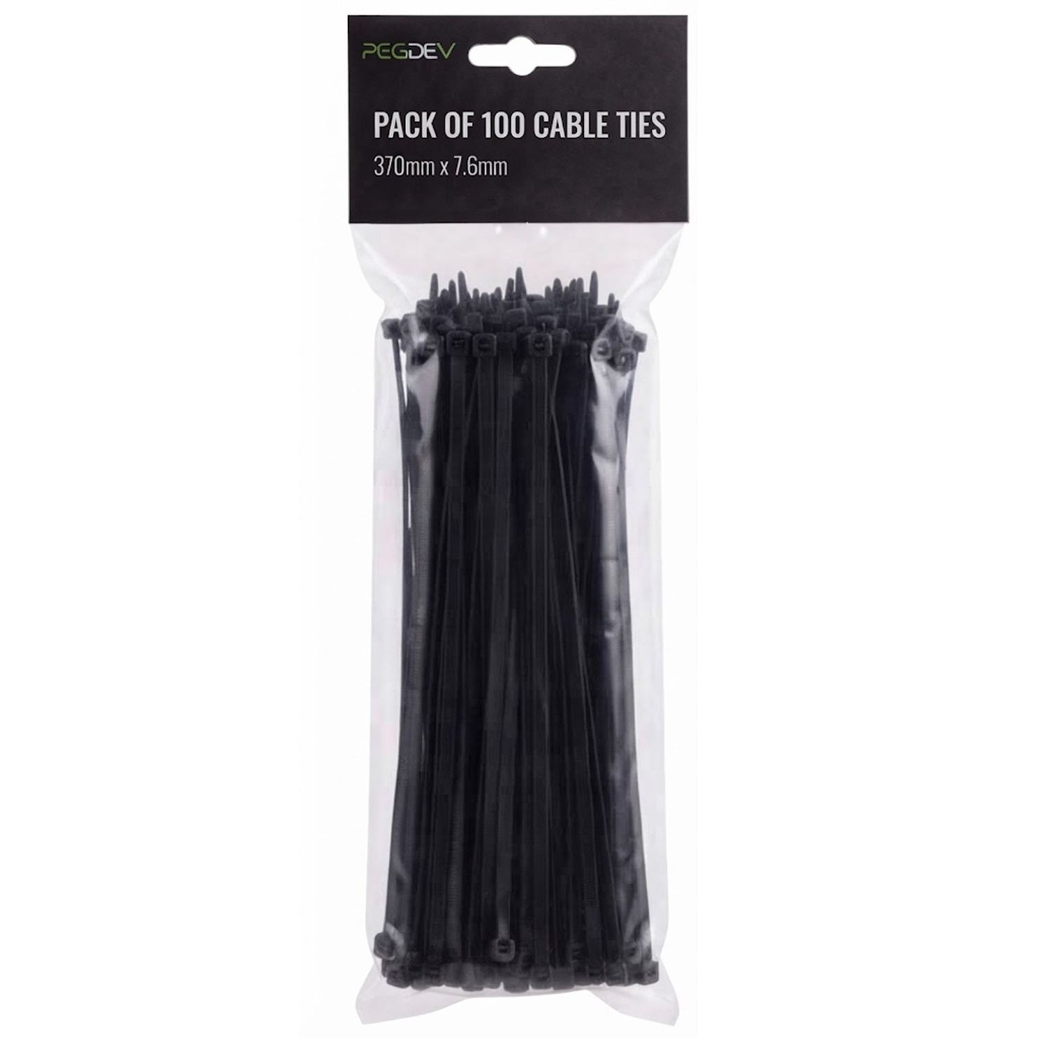 Black Heavy Duty Cable Ties 370 x 7.6mm Zip Ties for Cable Management Pack of 100