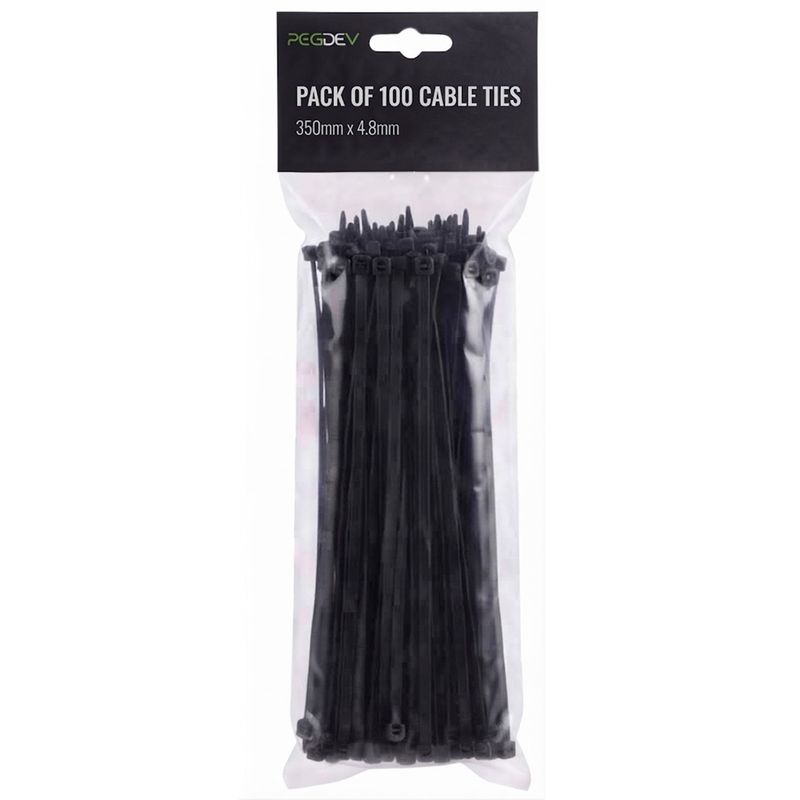 Black Cable Ties 350 x 4.8mm Zip Ties for Cable Management DIY Pack of 100