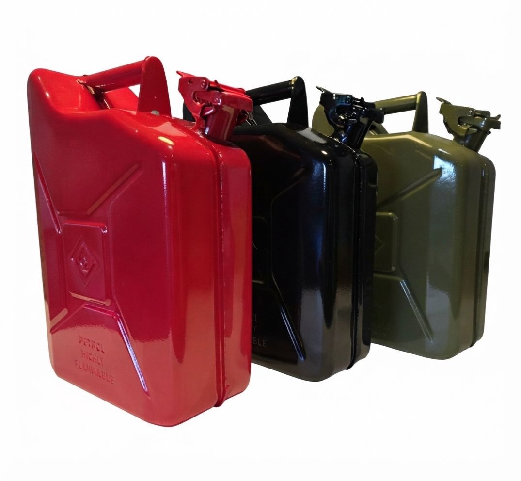 Metal Jerry Can 10L UN Certified Fuel Storage Container with Secure Locking Cap and Pouring Spout (Pack of 1 - 5) Metal Jerry Can 10L UN Certified Fuel Storage Container with Secure Locking Cap and Pouring Spout (Pack of 1 - 5)