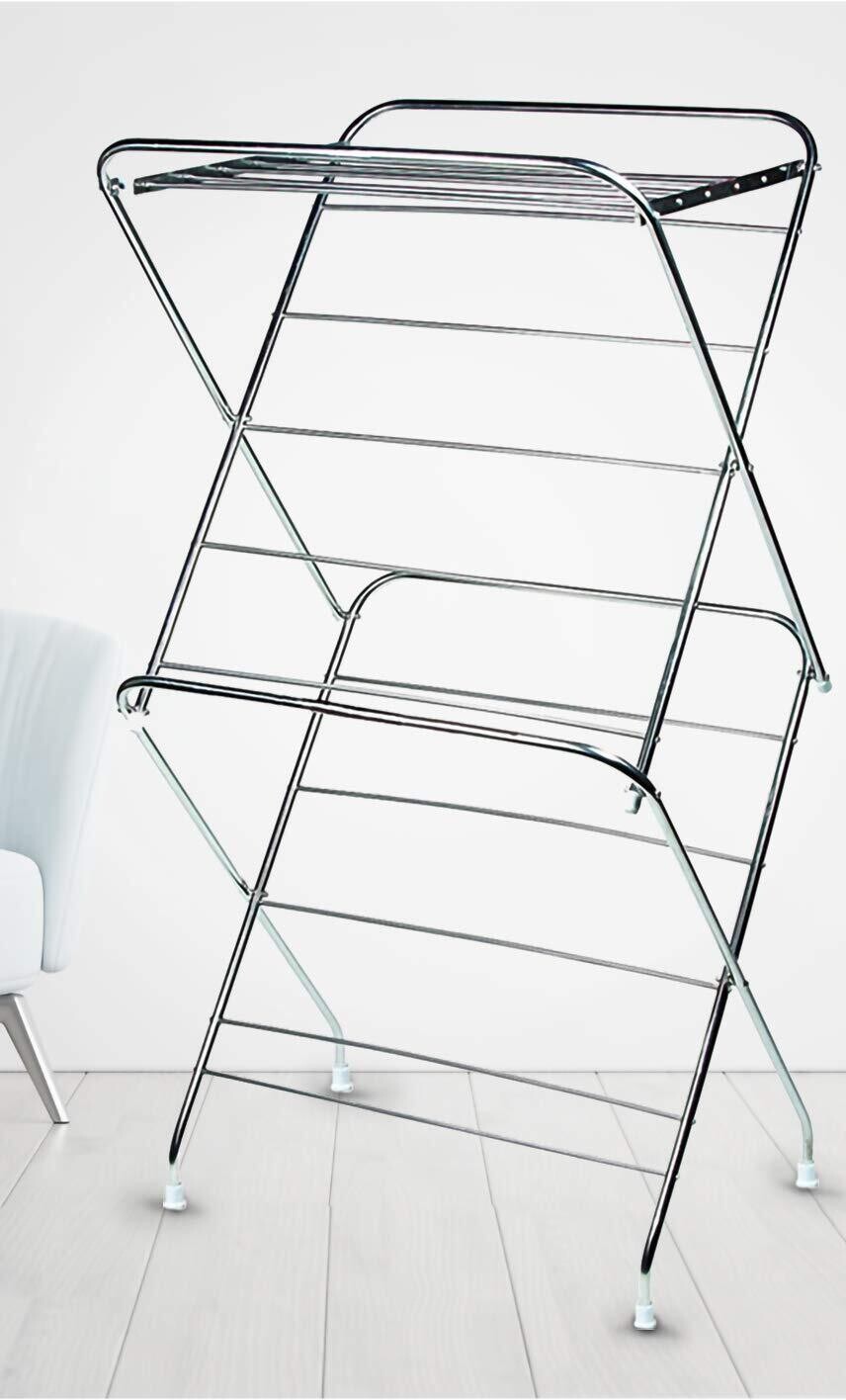 Super Heavy Duty - Extra Large 3 Tier Stainless Steel Foldable Cloth Dryer Clothes Drying Stand