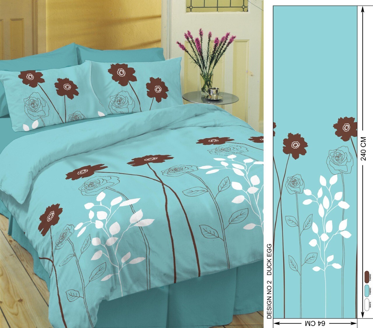 Duck Egg - 3 Piece Duvet Set