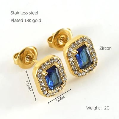 Stainless steel earrings with cubic zirconia