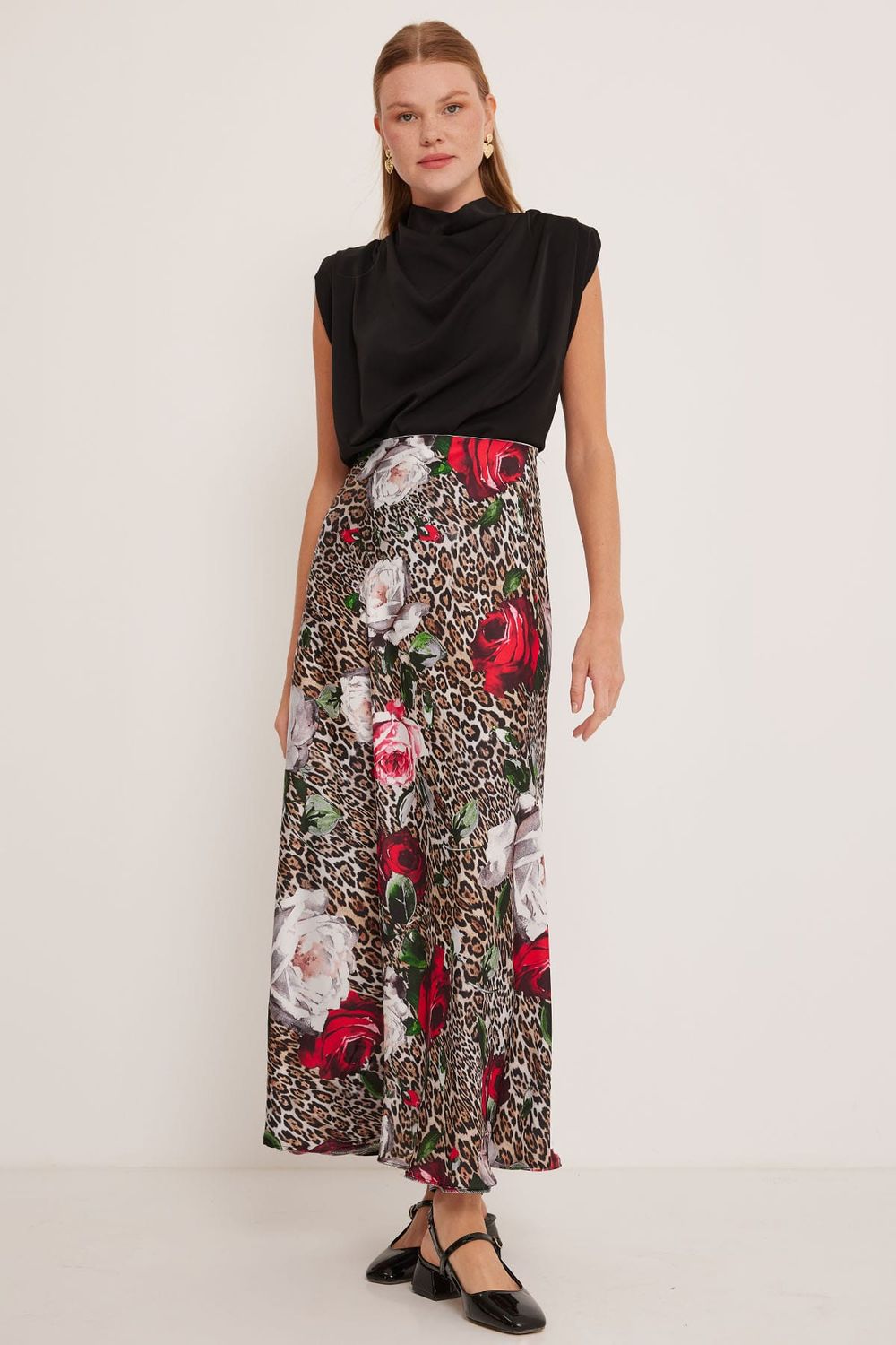Saia Cetim Rose Leopard