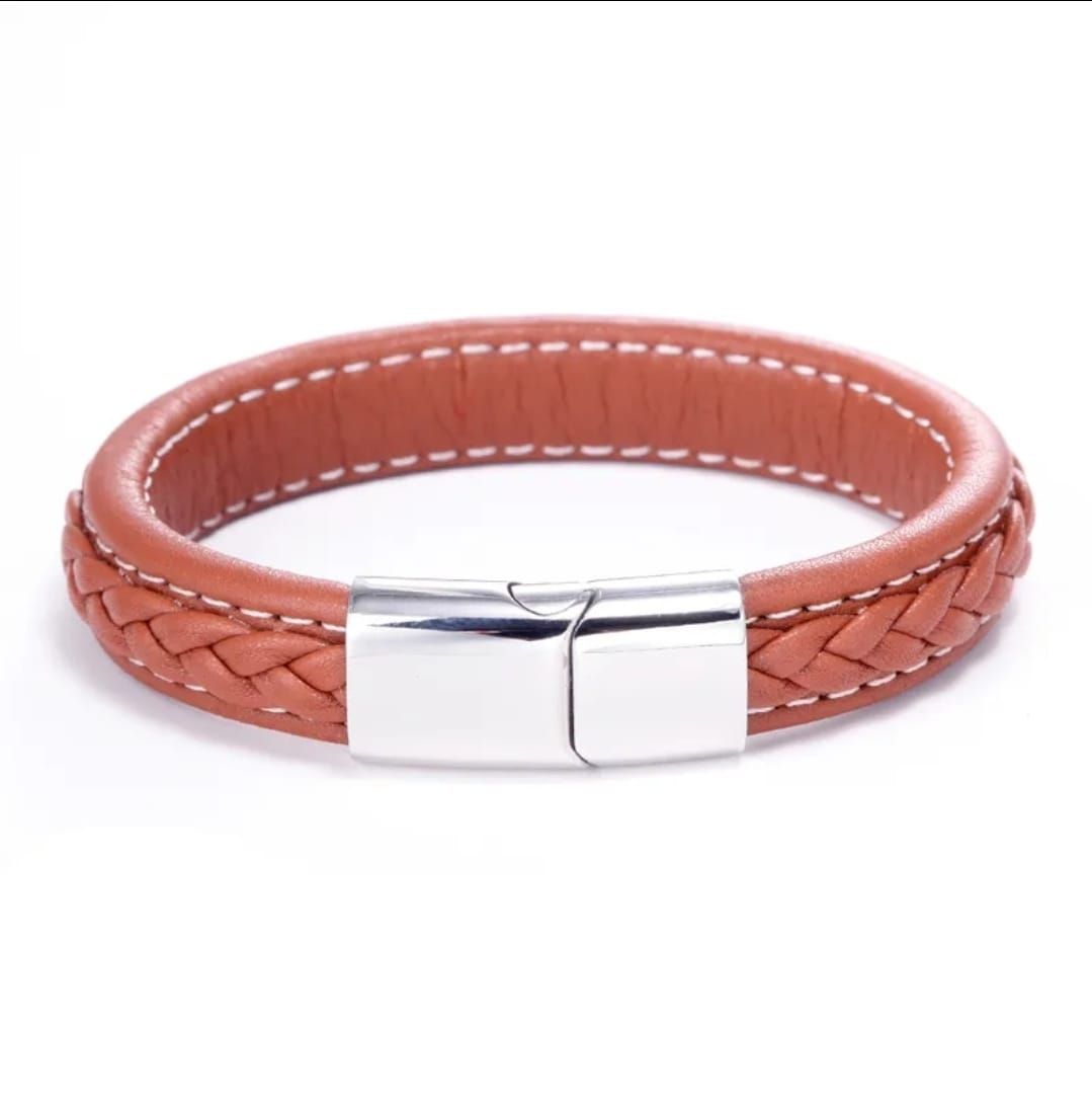 Pulseira Aço e Pele