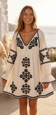 Embroidered cotton dress