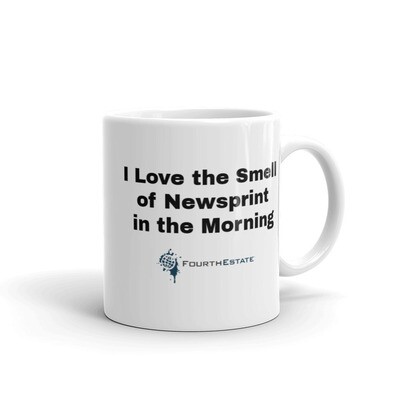 'Newsprint in the morning' White Mug