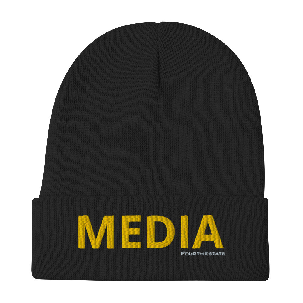 'MEDIA' Yellow Letter Embroidered Beanie