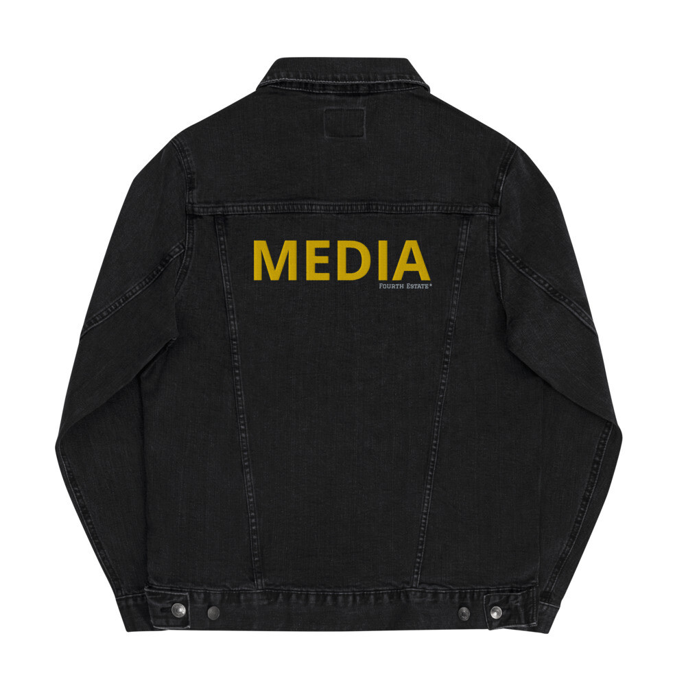 'MEDIA' Yellow Letter Unisex Denim Jacket