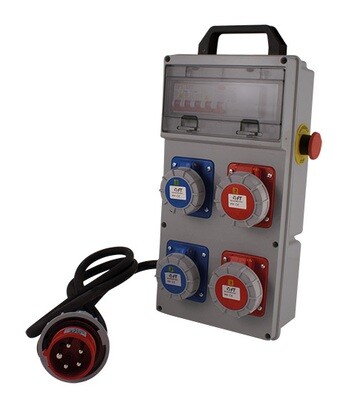 FT QUADRO DA CANTIERE CON PULSANTE DI EMERGENZA CEI EN 61439-4 – 2 PRESE 220V – 2 PRESE 380 V