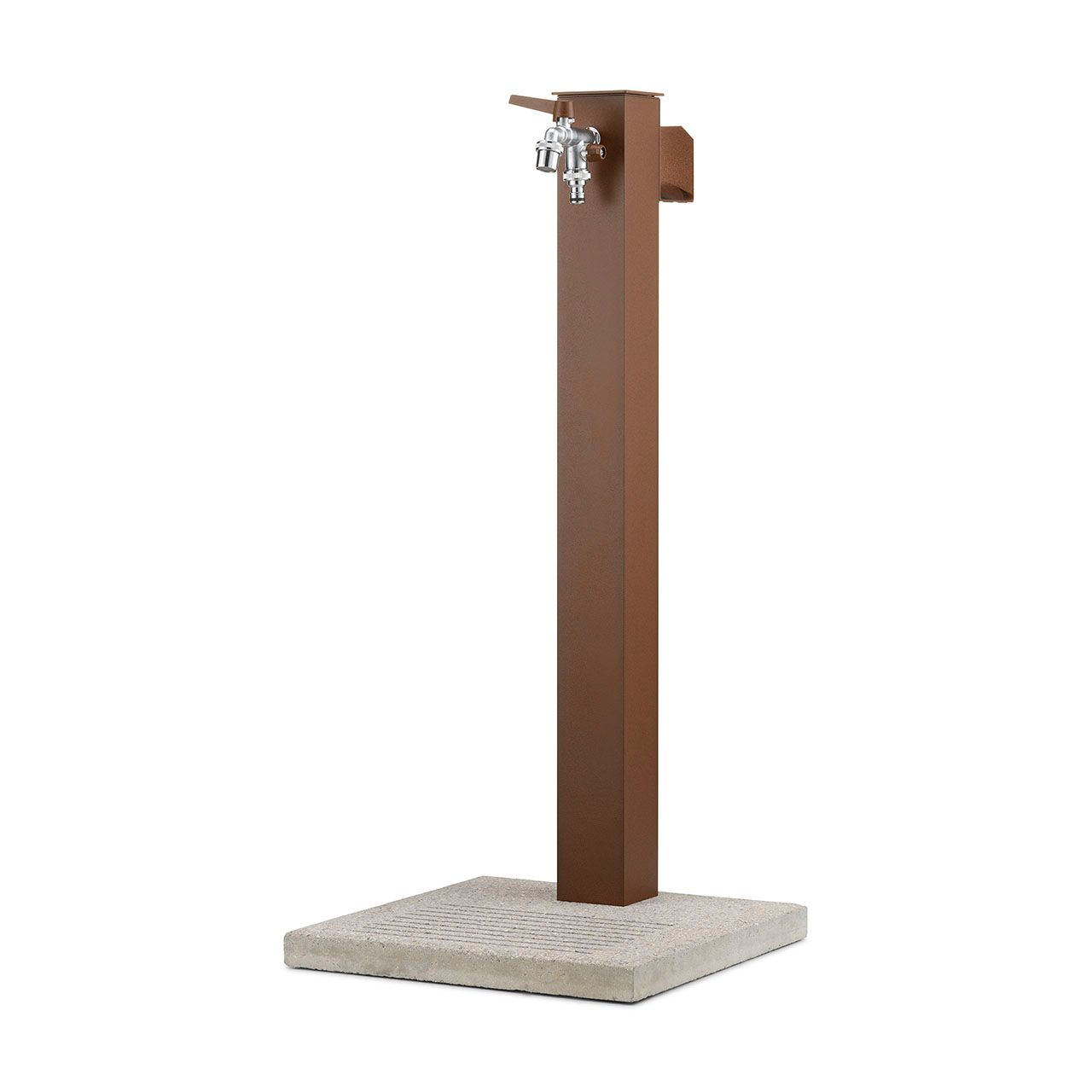 Bel-Fer - 42/QRRB Fontana quadrata in alluminio con impianto, doppio rubinetto, base e portagomma., Colore: Ruggine