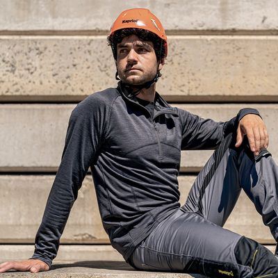 Maglia in micropile da lavoro Kapriol Kavir nero con mezza zip e colletto alto