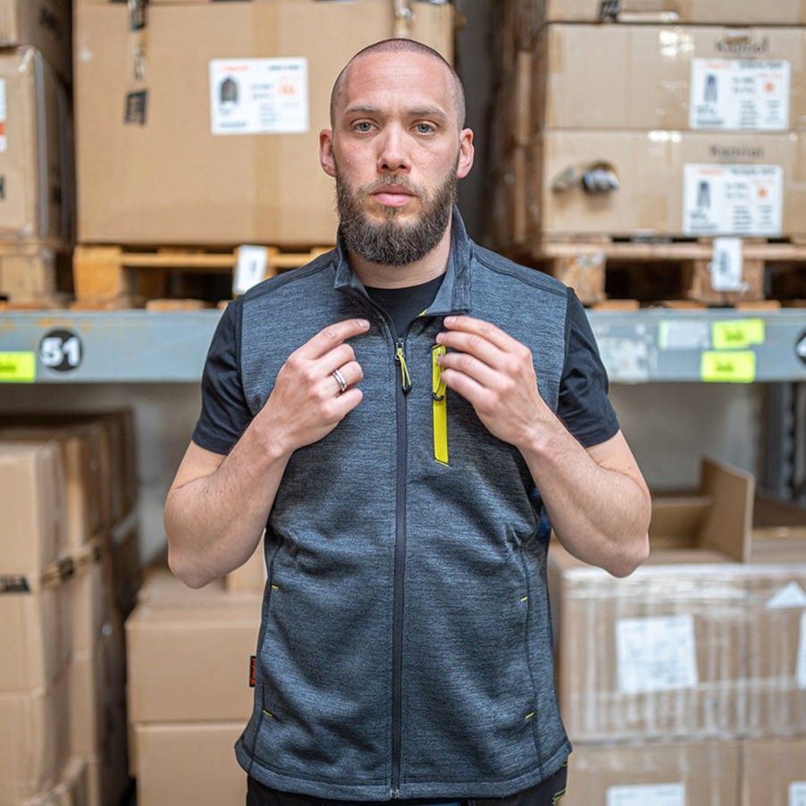 Gilet in pile tecnico bicolore Kapriol Slick grigio e nero con tasche a zip