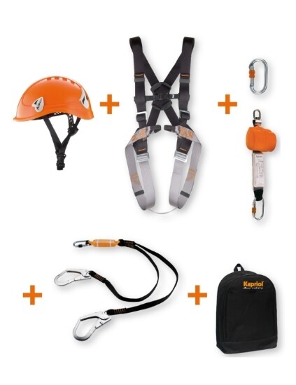 Kit anticaduta Kapriol Plus con imbracatura ergonomica e assorbitore d'energia professionale