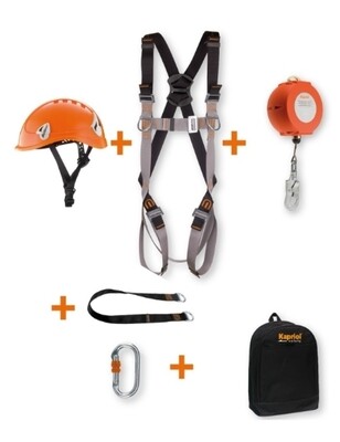 Kit sicurezza professionale Kapriol Plus per lavori su tetti e pareti verticali con dispositivo guidato
