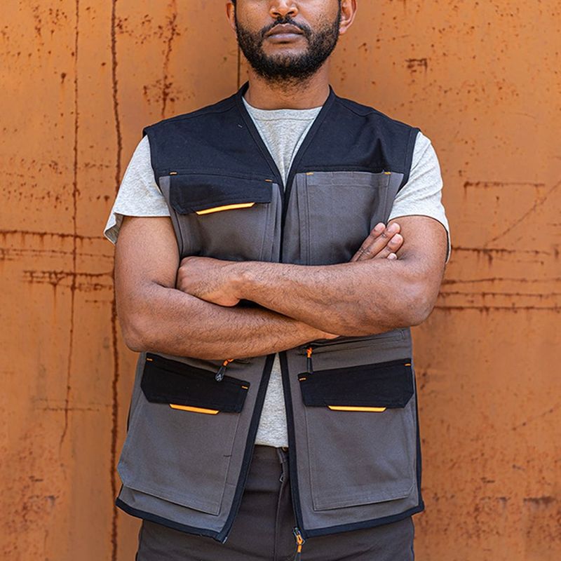 Gilet da lavoro Kapriol Industry grigio con tasche porta-attrezzi e zip rinforzata