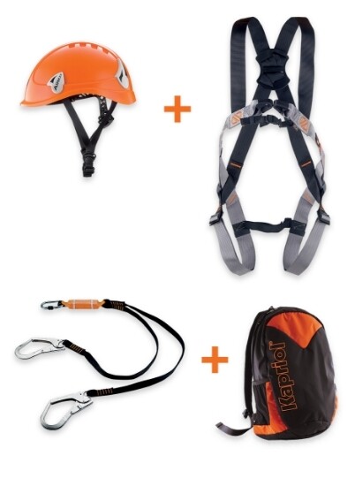 Kit anticaduta Kapriol con doppio cordino a Y e assorbitore per montaggio ponteggi