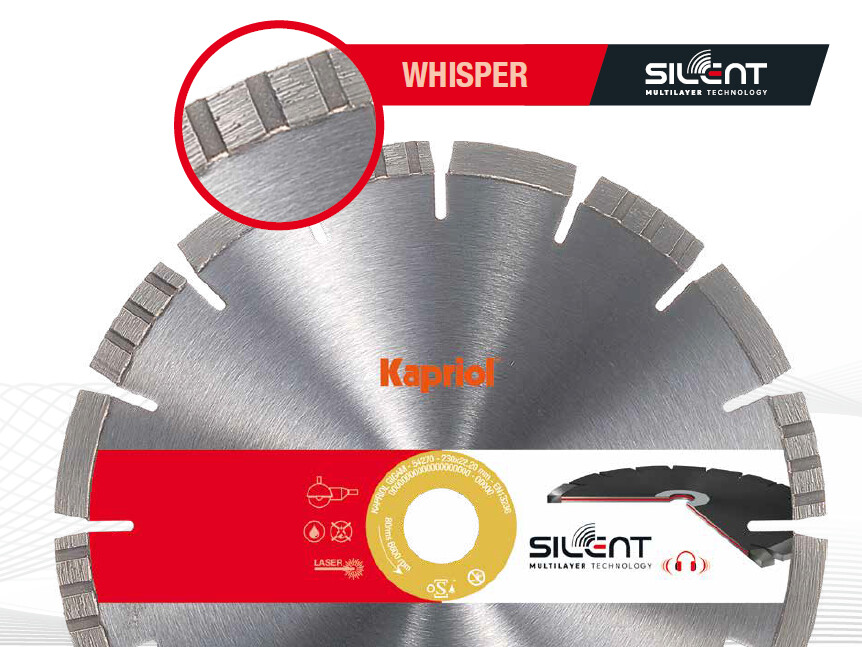 Disco diamantato Kapriol Whisper silenziato per cemento armato e laterizi