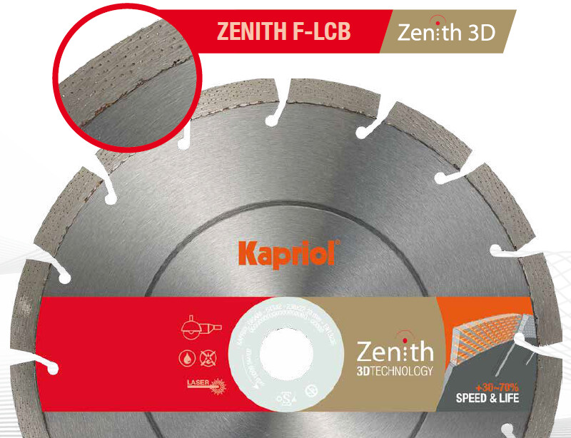 Disco Kapriol Zenith F-LCB Platinum 230mm per cemento armato e laterizio