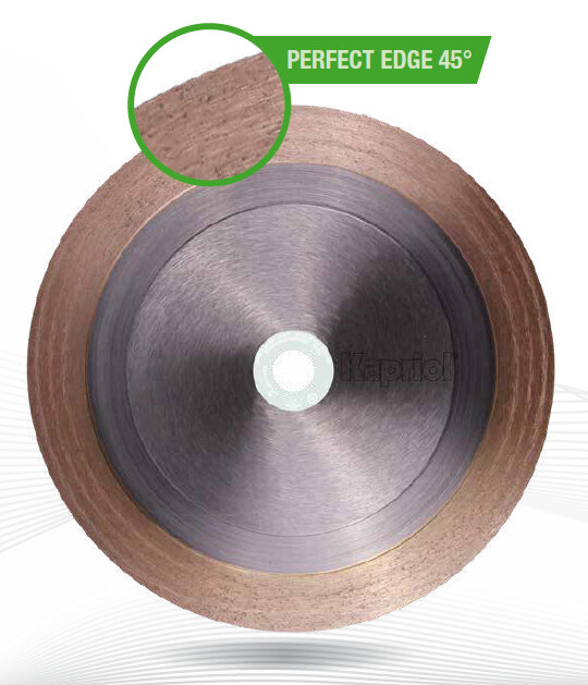 Disco diamantato Kapriol Perfect EDGE 45 gradi per tagli a jolly su gres porcellanato