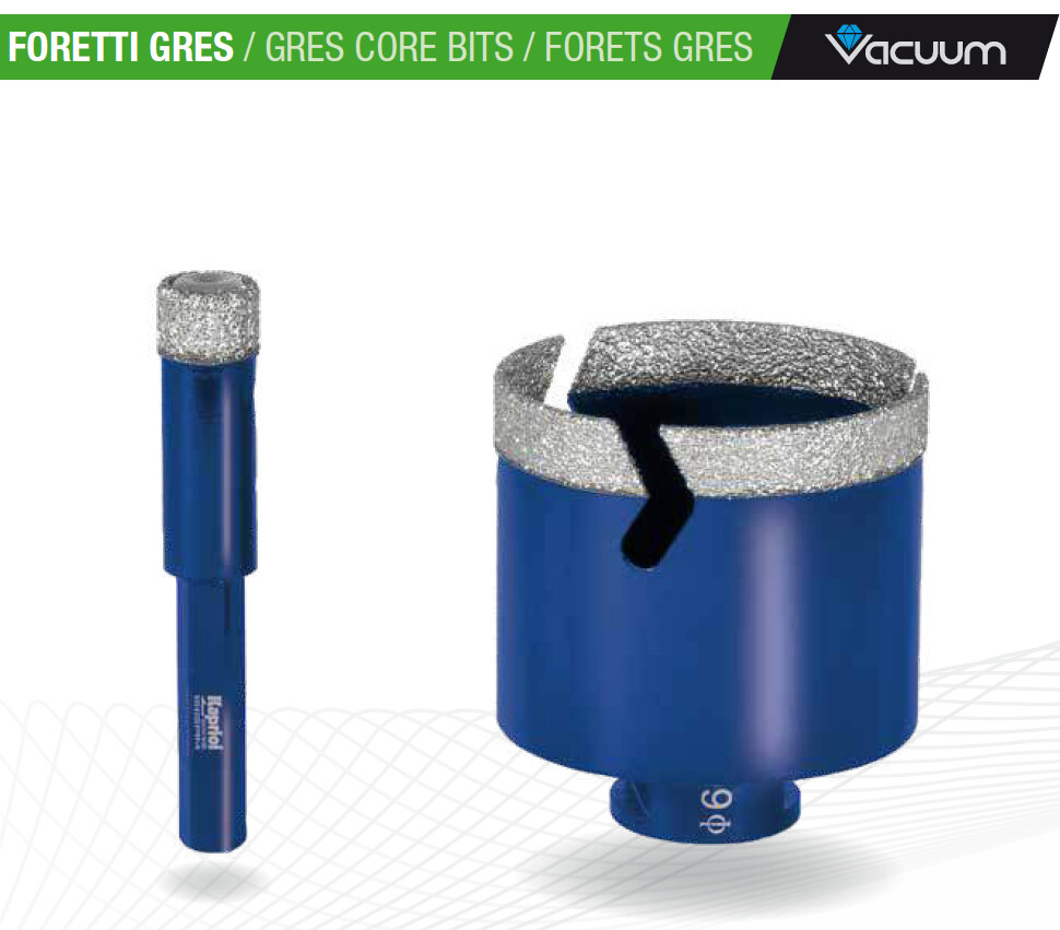 Foretto diamantato Kapriol Platinum sinterizzato sotto vuoto per foratura a secco gres e marmo