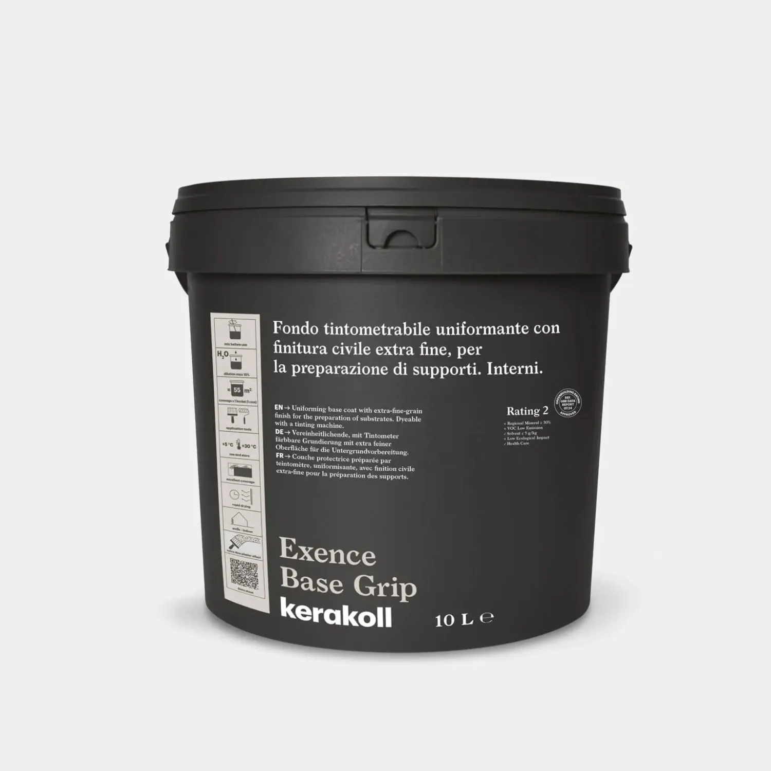 Confezione di Exence Base Grip bianco, fondo per finitura civile extra fine.