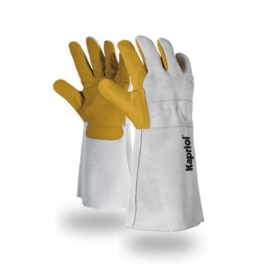 Guanti da lavoro Kapriol Lumberjack in pelle pieno fiore e crosta con manichetta lunga 33 cm