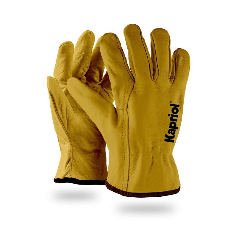 Guanti da lavoro in pelle pieno fiore gialla Kapriol Driver Yellow con polsino elastico