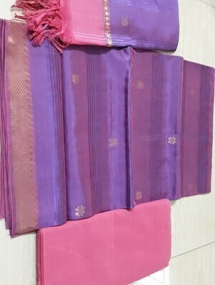 Mangalagiri Silk Dress Material with buttas