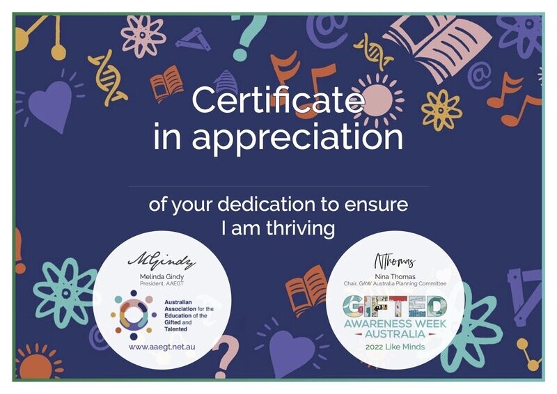 Certificates of Appreciation