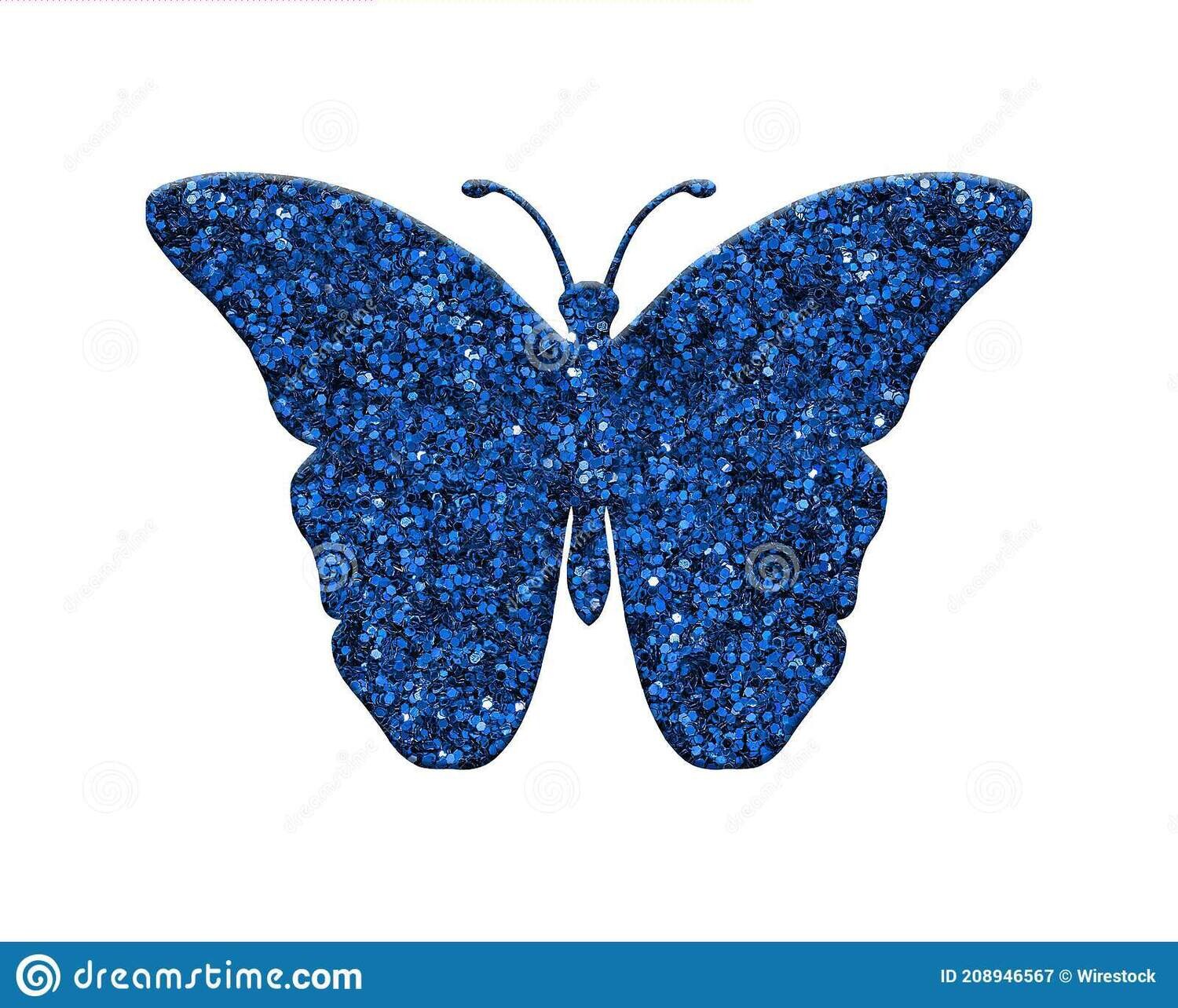 Blue Glitter Butterfly Single Pack of 12 I385