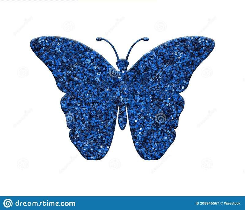 Blue Glitter Butterfly Single Pack of 12 I385