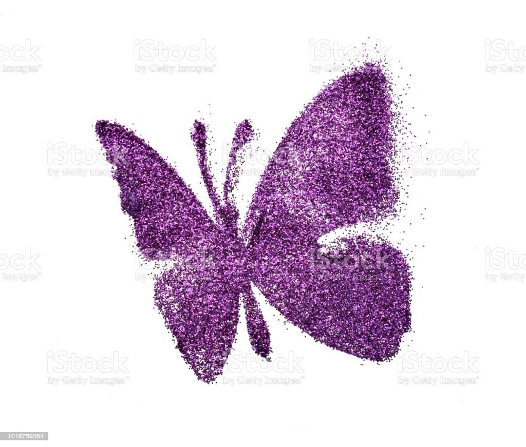 Purple Glitter Butterfly Single Pack of 12 I383