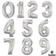 8 ) Silver 34" Number Balloon (Pack x10) I838